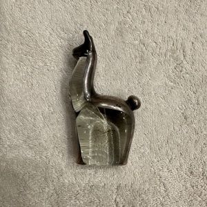 VTG Llama/Alpaca Glass Figurine / Art Glass w/ Sterling Silver Overlay MCM Peru